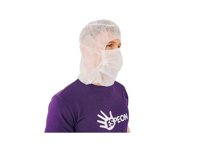 Kukla typu Astro s integrovanou rouškou z netkané textilie, bílá, 100 ks