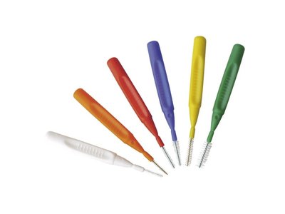 OMNI Mezizubní kartáčky s rukojetí, modré, kónické