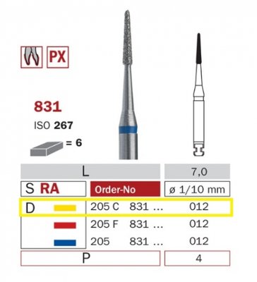 Diaswiss 831 žlutá, 6ks/balení - 012 mm