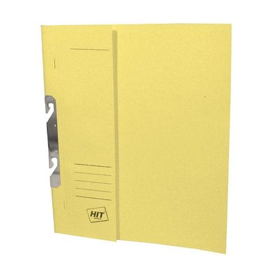Závěsný papírový rychlovazač HIT Office A4, žlutý s půlenou přední stanou, 1 ks