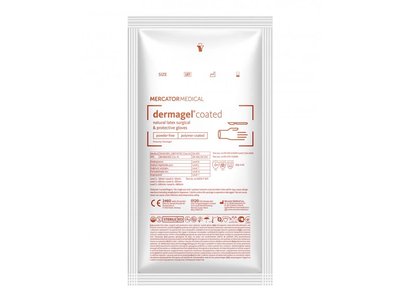 DERMAGEL – Operační nepudrované latexové rukavice tělové sterilní - Velikost: 7,5