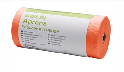 ORBIS Roušky pro pacienty v roli vázací, papír/fólie, oranžová 61x53cm 80útržků