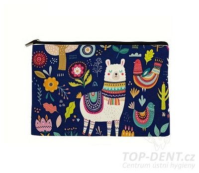 Toaletní taštička s motivem lamy (modrá), 1 ks